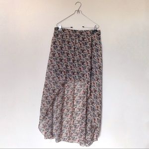 Floral high low skirt